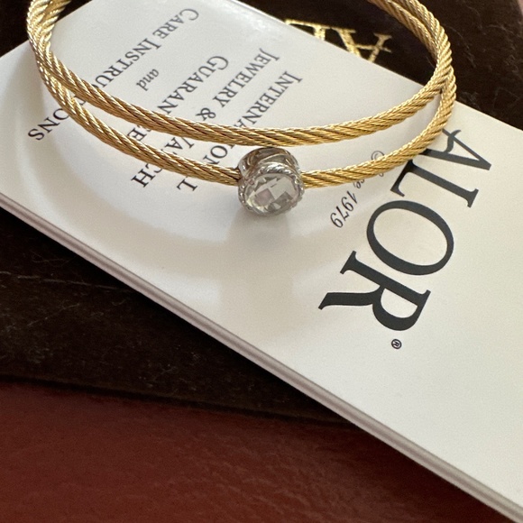 ALOR Gold Bracelet with Silver And White Topaz Accent - Picture 1 of 3